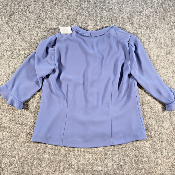 Danny & Nicole Lavender Polyester Lined Top Faux Pearl Buttons Ruffle Size 12 - Picture 2 of 7